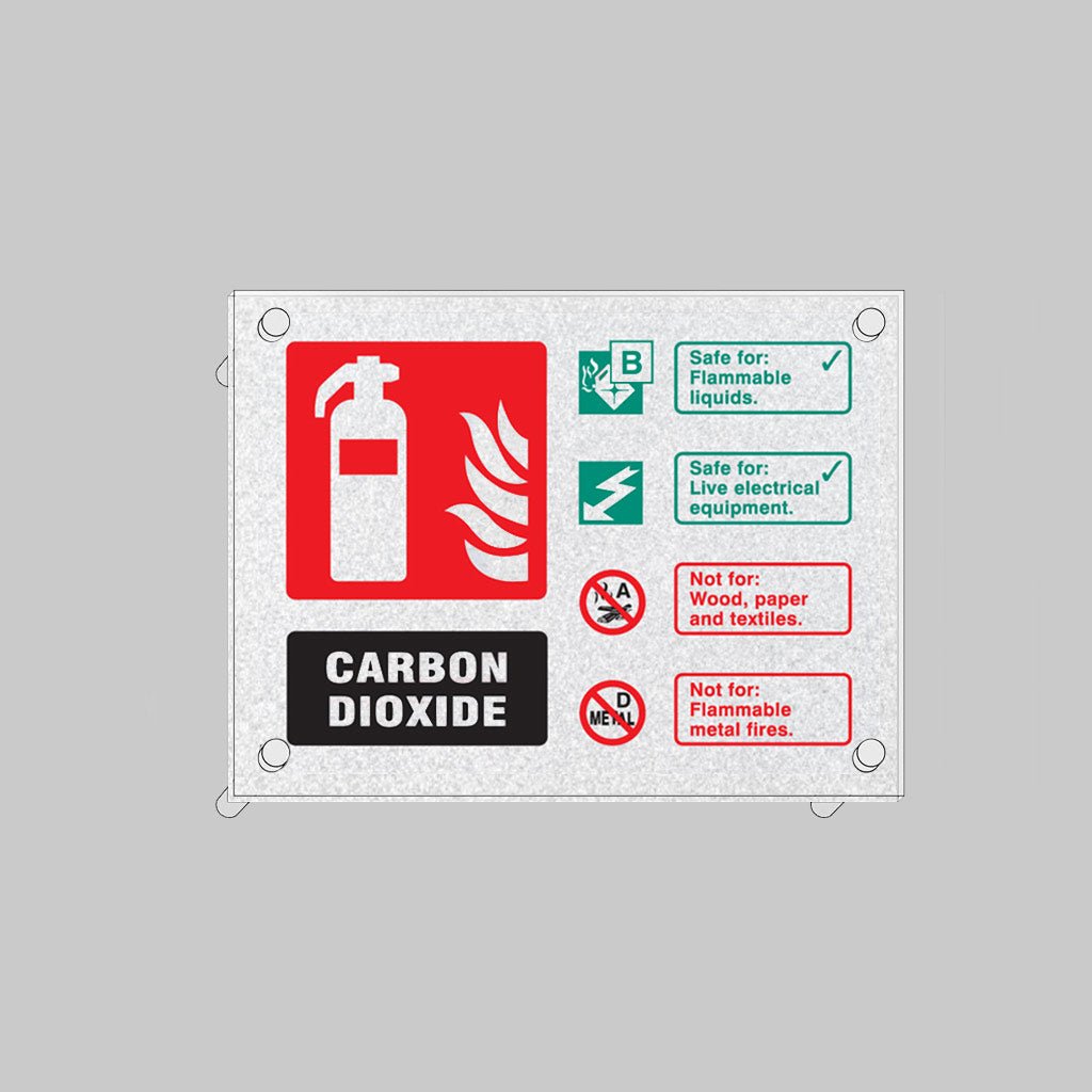 Fire Identification - CO2 Visual Impact Sign 200 x 150mm With Stand Off Locators - Ready Set SuppliedFire Identification - CO2 Visual Impact Sign 200 x 150mm With Stand Off Locators51235