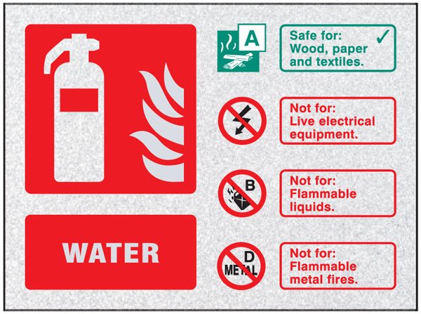 Fire Identification - Water Visual Impact Sign 200 x 150mm With Stand Off Locators - Ready Set SuppliedFire Identification - Water Visual Impact Sign 200 x 150mm With Stand Off Locators51237