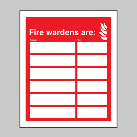 Fire Warden Sign - 6 Names and Numbers - Ready Set SuppliedFire Warden Sign - 6 Names and NumbersRigid Plastic11052H