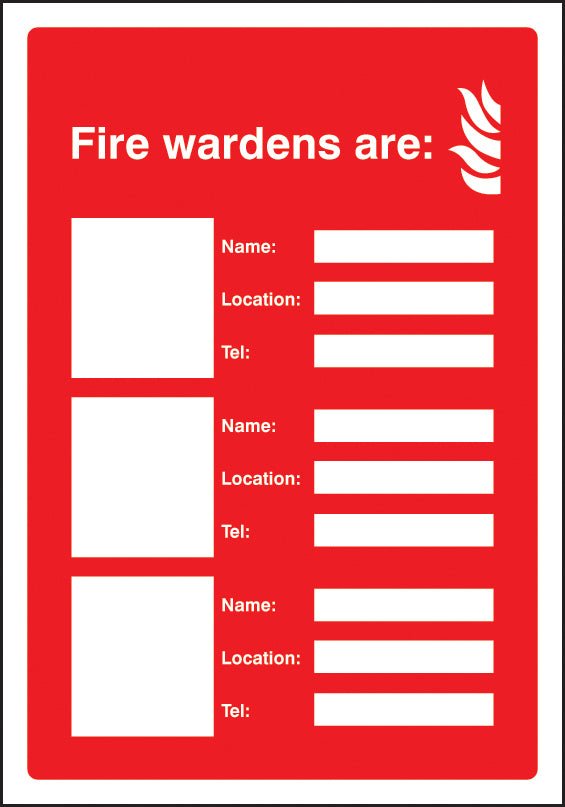 Fire Wardens Are (Space For 3 Names, Locations And Numbers) Adapt-A-Sign 215 x 310mm - Ready Set SuppliedFire Wardens Are (Space For 3 Names, Locations And Numbers) Adapt-A-Sign 215 x 310mm51053