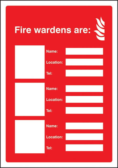 Fire Wardens Are (Space For 3 Names, Locations And Numbers) Adapt-A-Sign 215 x 310mm - Ready Set SuppliedFire Wardens Are (Space For 3 Names, Locations And Numbers) Adapt-A-Sign 215 x 310mm51053