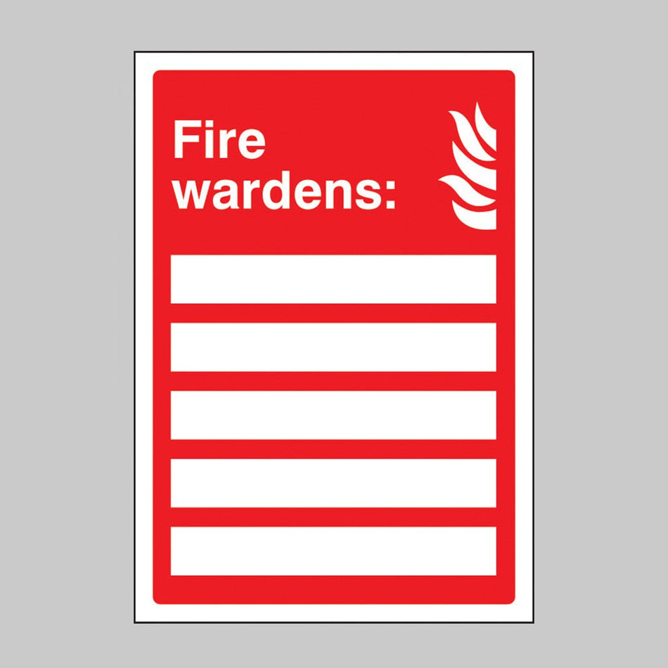 Fire Wardens (Space For 5 Names) Sign - Ready Set SuppliedFire Wardens (Space For 5 Names) SignRigid Plastic11035E