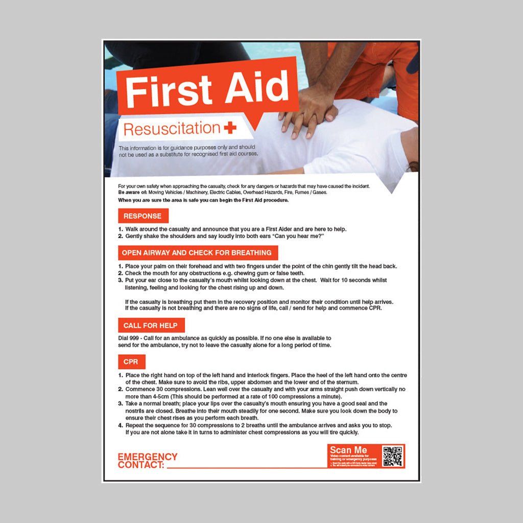 First Aid Emergency Resuscitation 420 x 594mm Poster - Ready Set SuppliedFirst Aid Emergency Resuscitation 420 x 594mm Poster55900