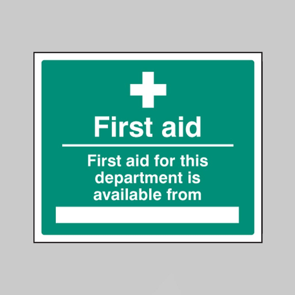 First Aid For Department Available From Sign - Ready Set SuppliedFirst Aid For Department Available From SignRigid Plastic16018H