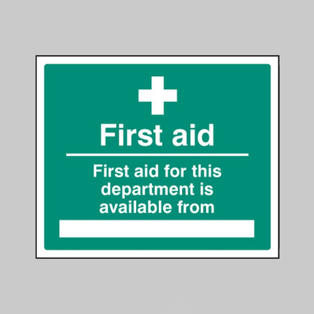 First Aid For Department Available From Sign - Ready Set SuppliedFirst Aid For Department Available From SignRigid Plastic16018H