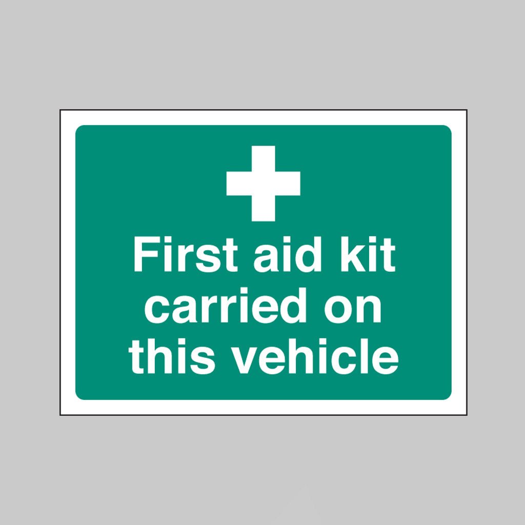 First Aid Kit Carried On This Vehicle 75 x 100mm Self Adhesive On Face - Ready Set SuppliedFirst Aid Kit Carried On This Vehicle 75 x 100mm Self Adhesive On Face56037