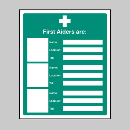 First Aiders Sign - 3 People - Ready Set SuppliedFirst Aiders Sign - 3 PeopleRigid Plastic16023H