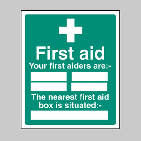First Aiders The Nearest First Aid Box Is Situated Sign - Ready Set SuppliedFirst Aiders The Nearest First Aid Box Is Situated SignRigid Plastic16027H