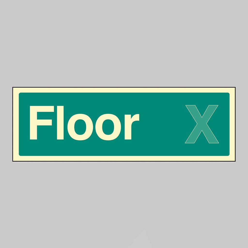 Floor X (Specify The Required Floor Number) 450 x 150mm Photoluminescent Rigid Sign - Ready Set SuppliedFloor X (Specify The Required Floor Number) 450 x 150mm Photoluminescent Rigid Sign52201