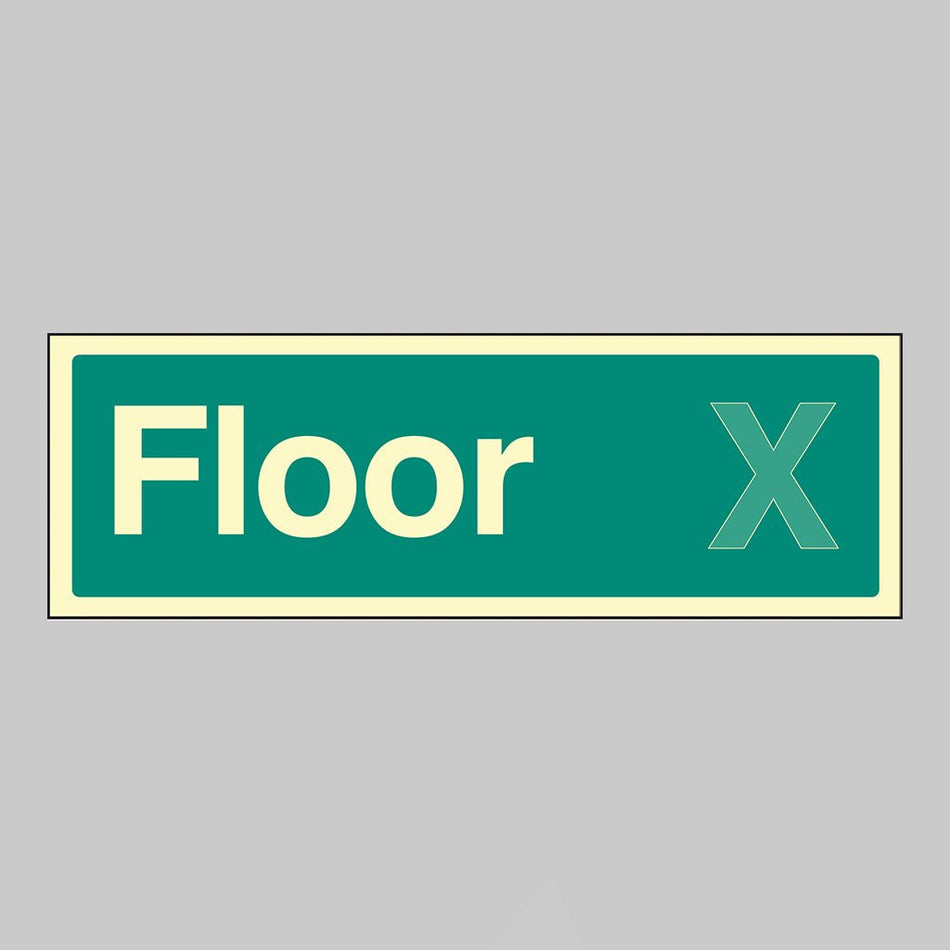 Floor X (Specify The Required Floor Number) 450 x 150mm Photoluminescent Rigid Sign - Ready Set SuppliedFloor X (Specify The Required Floor Number) 450 x 150mm Photoluminescent Rigid Sign52201