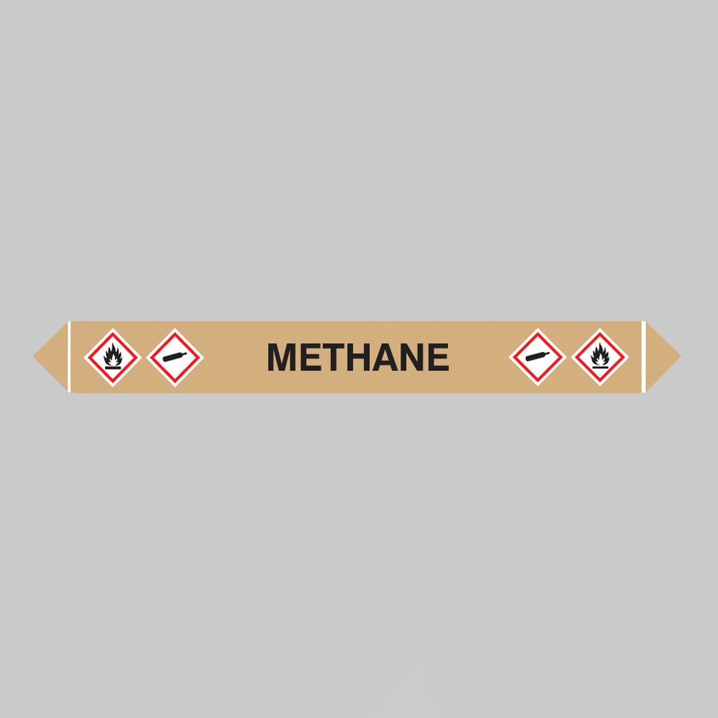 Flow Marker Pk Of 5 Methane 300 x 40mm Self Adhesive Vinyl - Ready Set SuppliedFlow Marker Pk Of 5 Methane 300 x 40mm Self Adhesive Vinyl59911