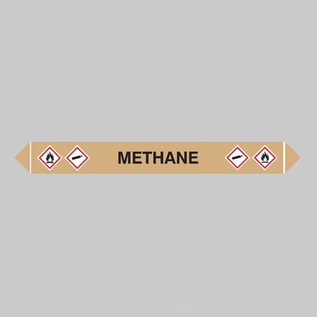 Flow Marker Pk Of 5 Methane 300 x 40mm Self Adhesive Vinyl - Ready Set SuppliedFlow Marker Pk Of 5 Methane 300 x 40mm Self Adhesive Vinyl59911