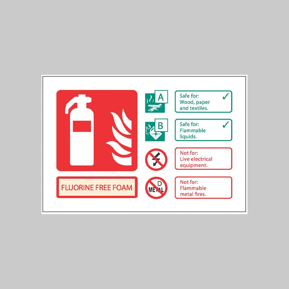 Fluorine Free Foam Extinguisher Identification Sign - Ready Set SuppliedFluorine Free Foam Extinguisher Identification SignRigid Plastic11469D