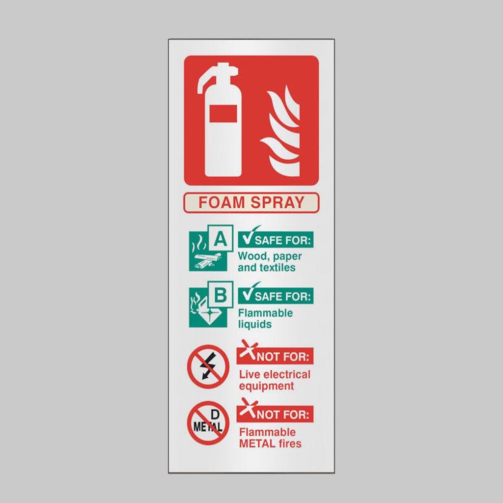 Foam Spray Identification Anodised Aluminium 75 x 200mm Adhesive Backed Sign - Ready Set SuppliedFoam Spray Identification Anodised Aluminium 75 x 200mm Adhesive Backed Sign59183