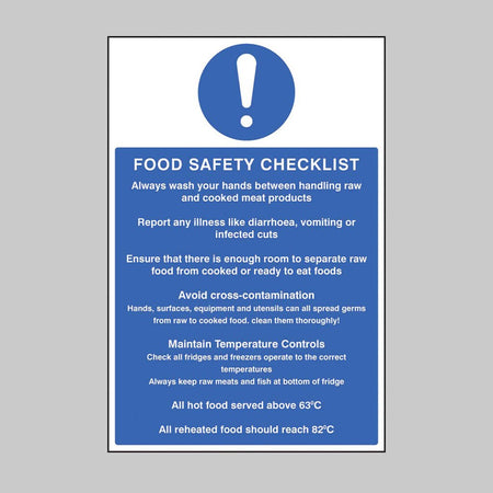 Food Safety Checklist Sign - Ready Set SuppliedFood Safety Checklist SignRigid Plastic15614P