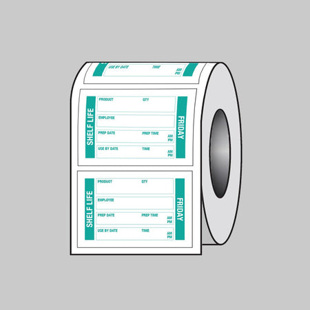 Food Shelf Life Labels (Friday) 75 x 50mm Roll of 100 (Removable Matt Polypropylene) - Ready Set SuppliedFood Shelf Life Labels (Friday) 75 x 50mm Roll of 100 (Removable Matt Polypropylene)53680
