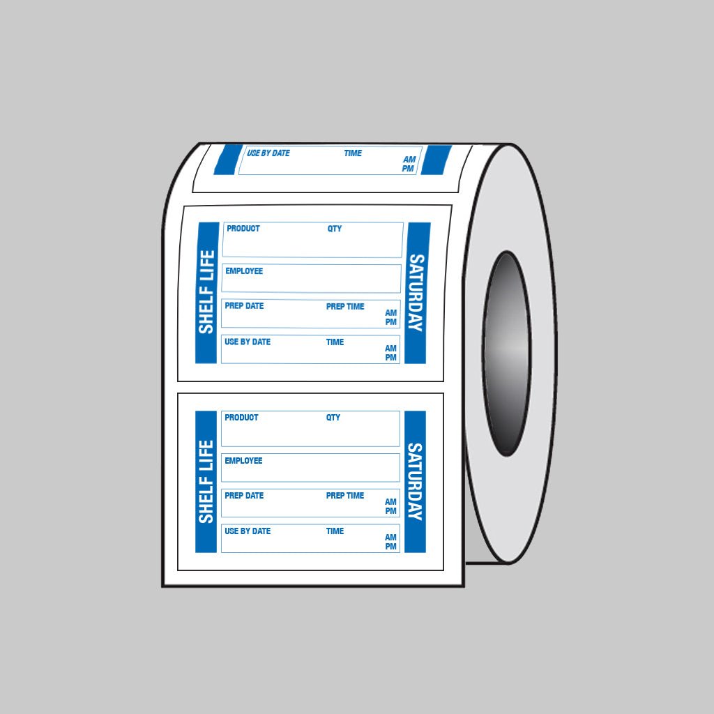 Food Shelf Life Labels (Saturday) 75 x 50mm Roll of 100 (Removable Matt Polypropylene) - Ready Set SuppliedFood Shelf Life Labels (Saturday) 75 x 50mm Roll of 100 (Removable Matt Polypropylene)53682
