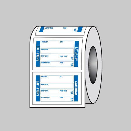 Food Shelf Life Labels (Saturday) 75 x 50mm Roll of 100 (Removable Matt Polypropylene) - Ready Set SuppliedFood Shelf Life Labels (Saturday) 75 x 50mm Roll of 100 (Removable Matt Polypropylene)53682