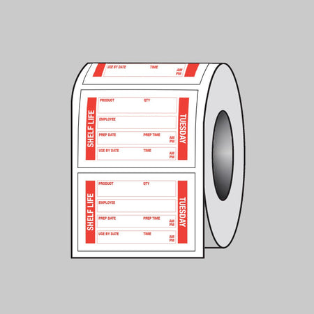 Food Shelf Life Labels (Tuesday) 75 x 50mm Roll of 100 (Removable Matt Polypropylene) - Ready Set SuppliedFood Shelf Life Labels (Tuesday) 75 x 50mm Roll of 100 (Removable Matt Polypropylene)53685