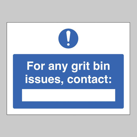 For Any Grit Bin Issues Contact (Blank Space) Sign - Ready Set SuppliedFor Any Grit Bin Issues Contact (Blank Space) SignRigid Plastic15535E