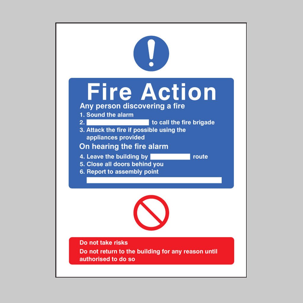 General Fire Action No Lift Sign - Ready Set SuppliedGeneral Fire Action No Lift SignRigid Plastic11423E