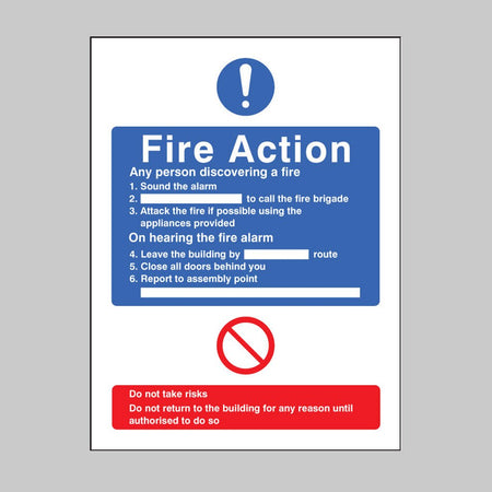General Fire Action No Lift Sign - Ready Set SuppliedGeneral Fire Action No Lift SignRigid Plastic11423E