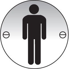 Gents Symbol 76mm Dia Stainless Steel Pre-Drilled With Fixings Sign - Ready Set SuppliedGents Symbol 76mm Dia Stainless Steel Pre-Drilled With Fixings Sign59135