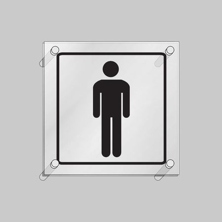 Gents Symbol Visual Impact 5mm Acrylic Sign 200 x 200mm With Stand Off Locators - Ready Set SuppliedGents Symbol Visual Impact 5mm Acrylic Sign 200 x 200mm With Stand Off Locators59195