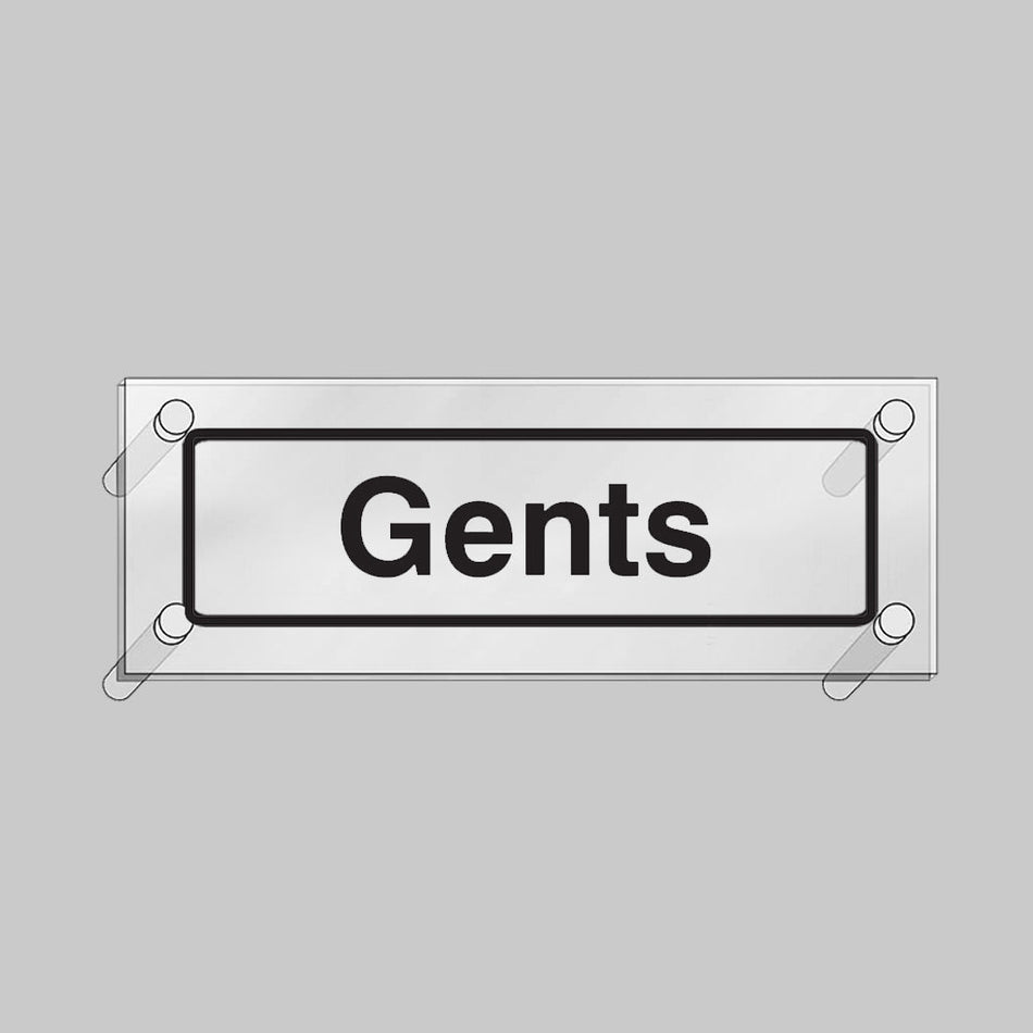 Gents Visual Impact 5mm Acrylic Sign 450 x 150mm With Stand Off Locators - Ready Set SuppliedGents Visual Impact 5mm Acrylic Sign 450 x 150mm With Stand Off Locators59189