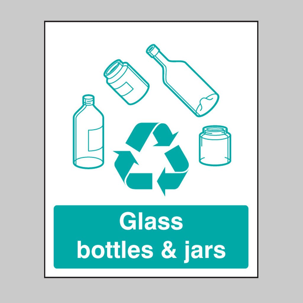 Glass Bottles & Jars Recycling Sign - Ready Set SuppliedGlass Bottles & Jars Recycling SignRigid Plastic16623H
