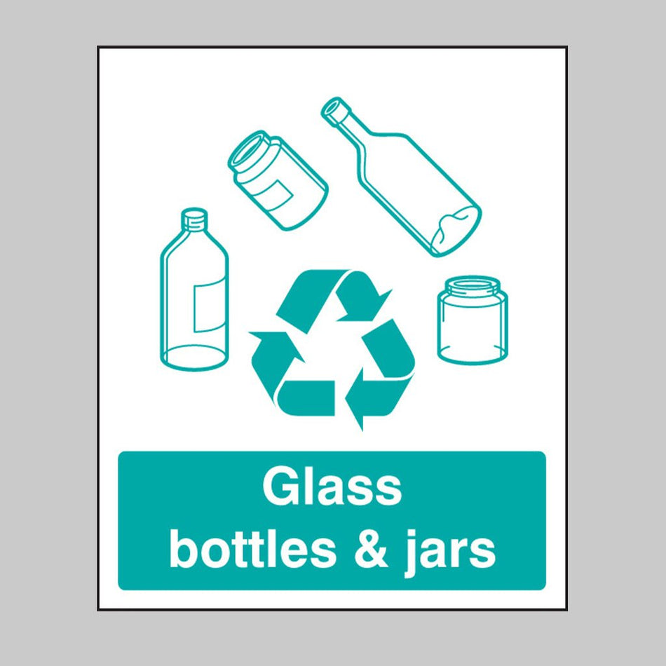 Glass Bottles & Jars Recycling Sign - Ready Set SuppliedGlass Bottles & Jars Recycling SignRigid Plastic16623H