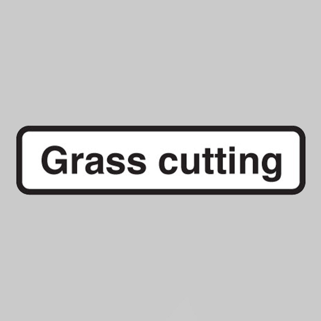 Grass Cutting Fold Up Supplementary Text With Rust Proof Press Studs (600mm Variant - 735 x 150mm) Sign - Ready Set SuppliedGrass Cutting Fold Up Supplementary Text With Rust Proof Press Studs (600mm Variant - 735 x 150mm) Sign56547