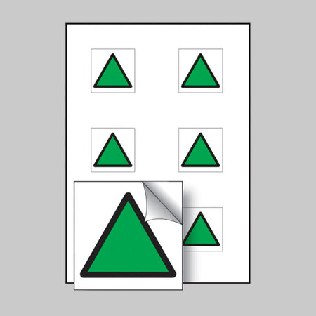 Green Triangle Vibration Safety 25 x 25mm - Sheet of 6 Self Adhesive Sign - Ready Set SuppliedGreen Triangle Vibration Safety 25 x 25mm - Sheet of 6 Self Adhesive Sign55056