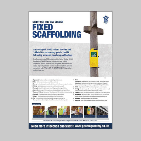 GTG Fixed Scaffold Inspection Poster 420 x 594mm Synthetic Paper - Ready Set SuppliedGTG Fixed Scaffold Inspection Poster 420 x 594mm Synthetic Paper51388