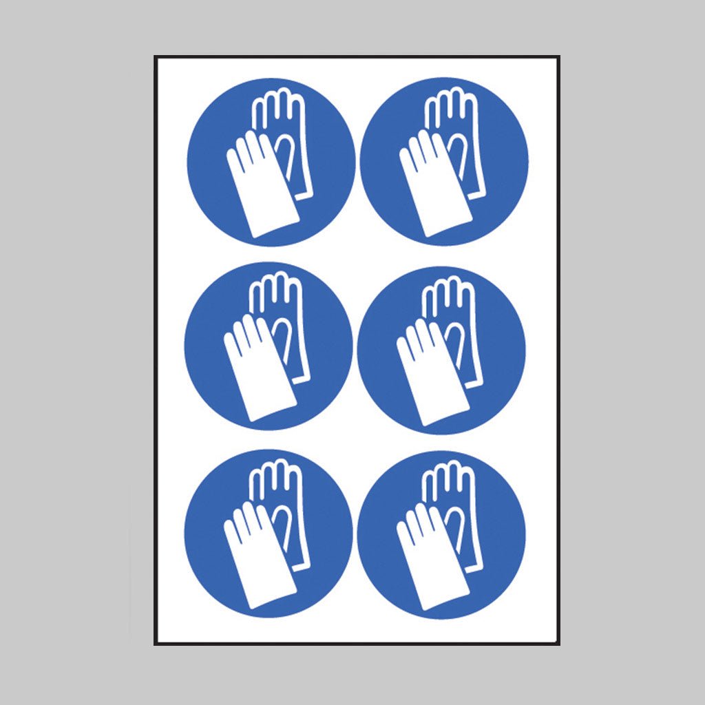 Hand Protection Symbol 100mm Dia - Sheet of 6 Peel 'N' Stick Labels - Ready Set SuppliedHand Protection Symbol 100mm Dia - Sheet of 6 Peel 'N' Stick Labels55037