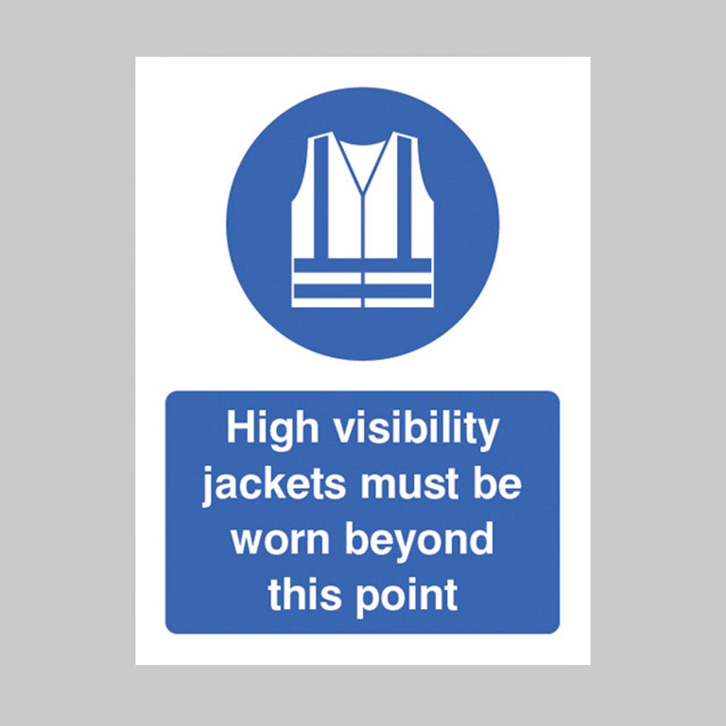 High Visibility Jackets Must Be Worn Beyond This Point Sign - Ready Set SuppliedHigh Visibility Jackets Must Be Worn Beyond This Point SignRigid Plastic15216E