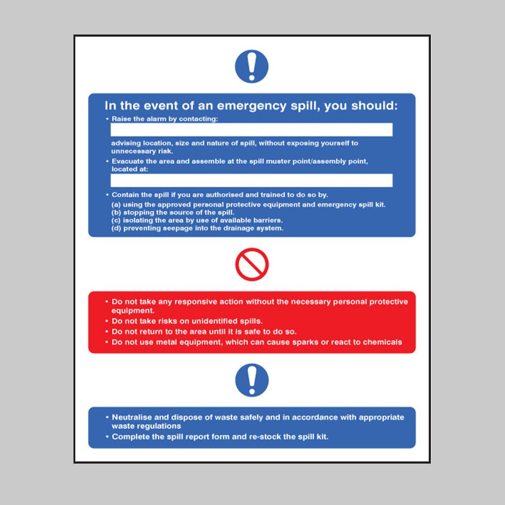 In The Event Of An Emergency Spill Sign - Ready Set SuppliedIn The Event Of An Emergency Spill SignRigid Plastic16045E