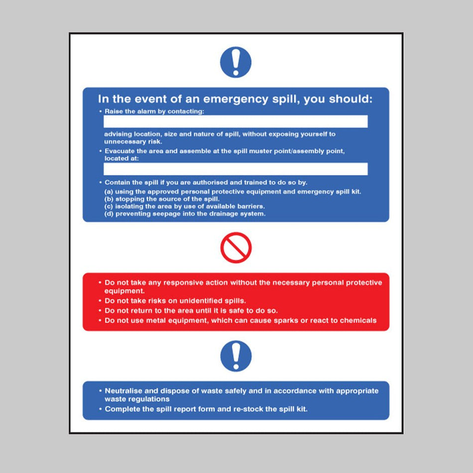 In The Event Of An Emergency Spill Sign - Ready Set SuppliedIn The Event Of An Emergency Spill SignRigid Plastic16045E