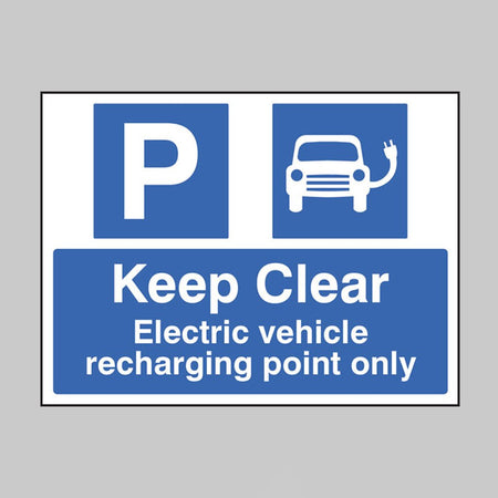 Keep Clear Electric Vehicle Recharging Point Only Sign - Ready Set SuppliedKeep Clear Electric Vehicle Recharging Point Only SignRigid Plastic17848H
