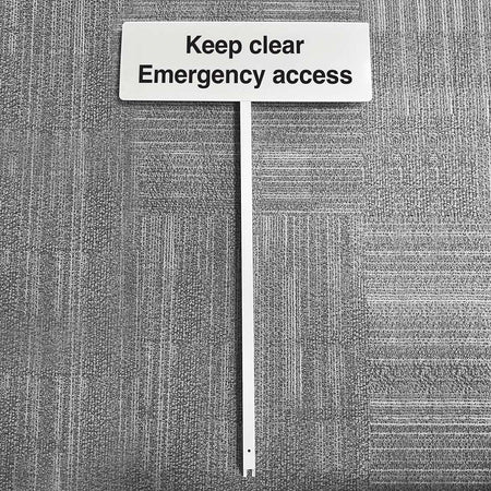 Keep Clear Emergency Access Aluminium Verge Sign 450 x 150mm On Post 800mm High - Ready Set SuppliedKeep Clear Emergency Access Aluminium Verge Sign 450 x 150mm On Post 800mm High56537