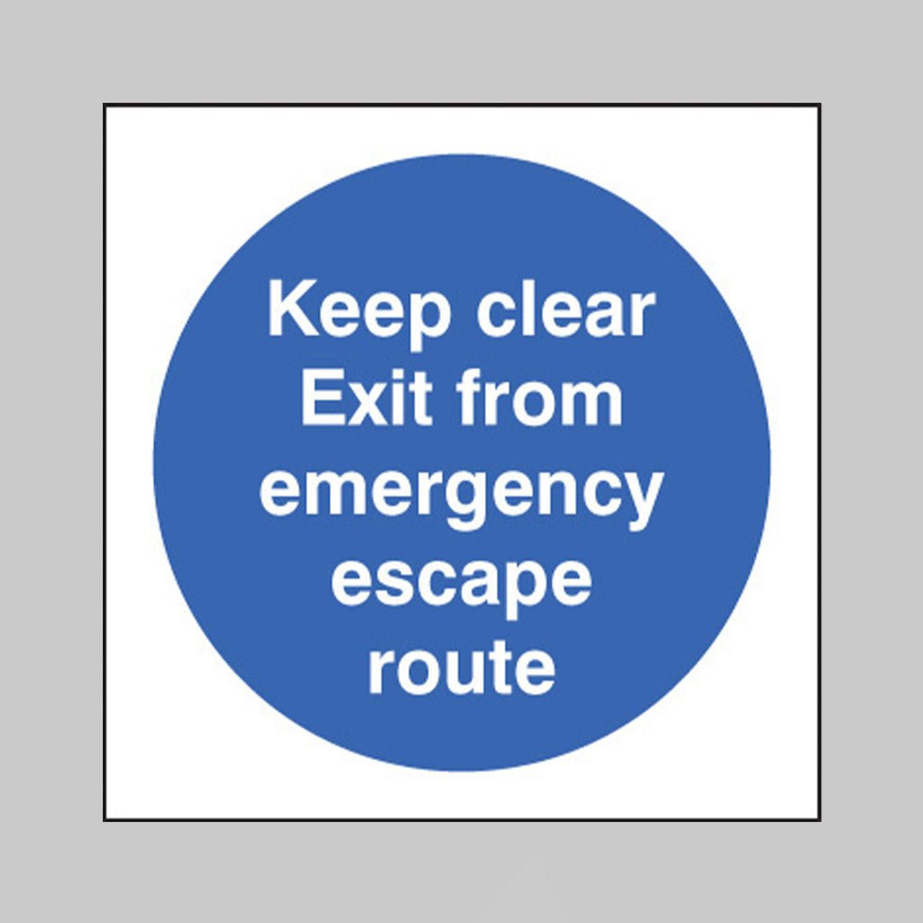 Keep Clear Exit From Emergency Escape Route Sign - Ready Set SuppliedKeep Clear Exit From Emergency Escape Route SignRigid Plastic11604F