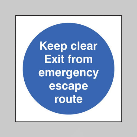 Keep Clear Exit From Emergency Escape Route Sign - Ready Set SuppliedKeep Clear Exit From Emergency Escape Route SignRigid Plastic11604F