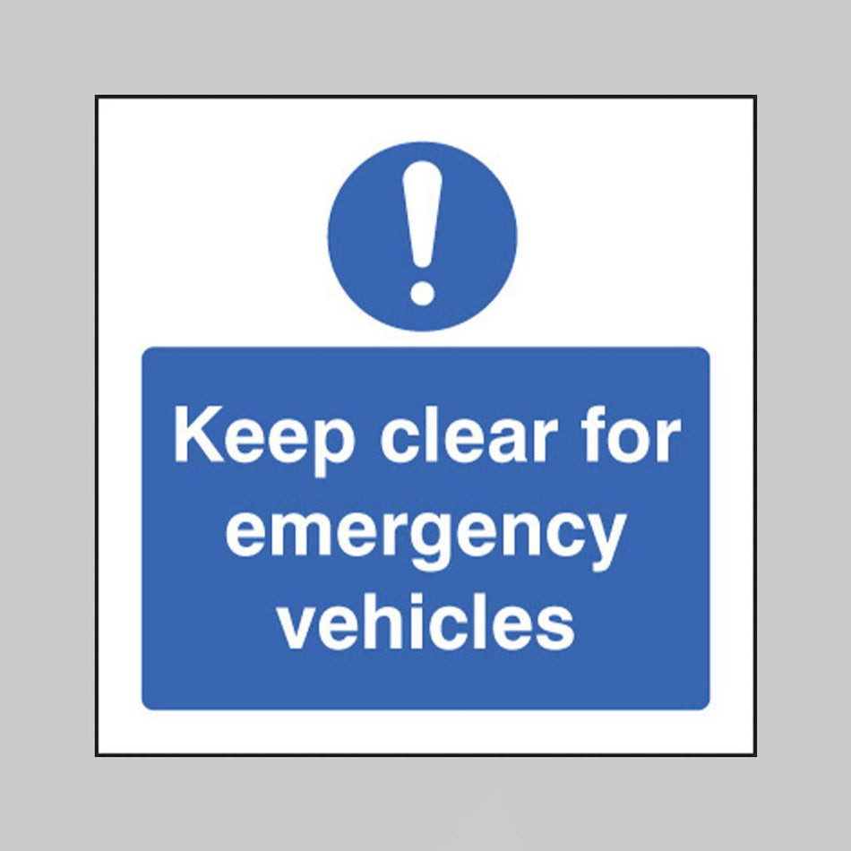 Keep Clear For Emergency Vehicles Sign - Ready Set SuppliedKeep Clear For Emergency Vehicles SignRigid Plastic11633F