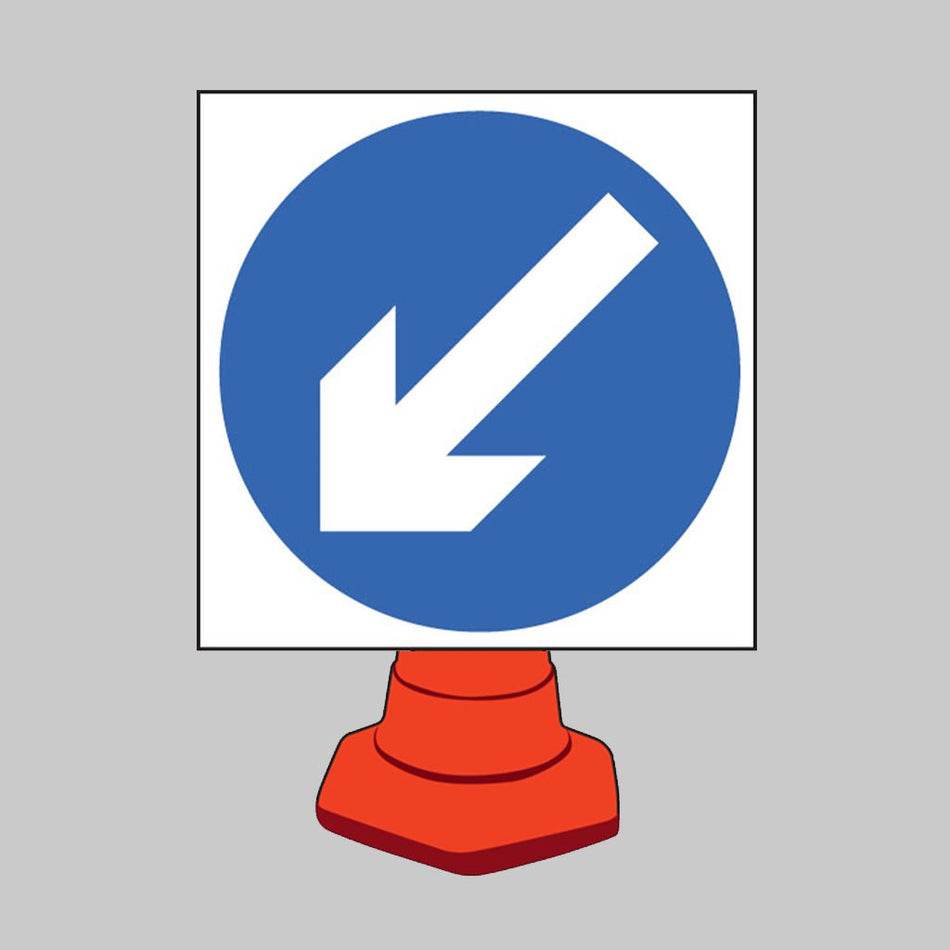 Keep Left Reflective Cone Sign 750 x 750mm (Cone Not Included) - Ready Set SuppliedKeep Left Reflective Cone Sign 750 x 750mm (Cone Not Included)57656