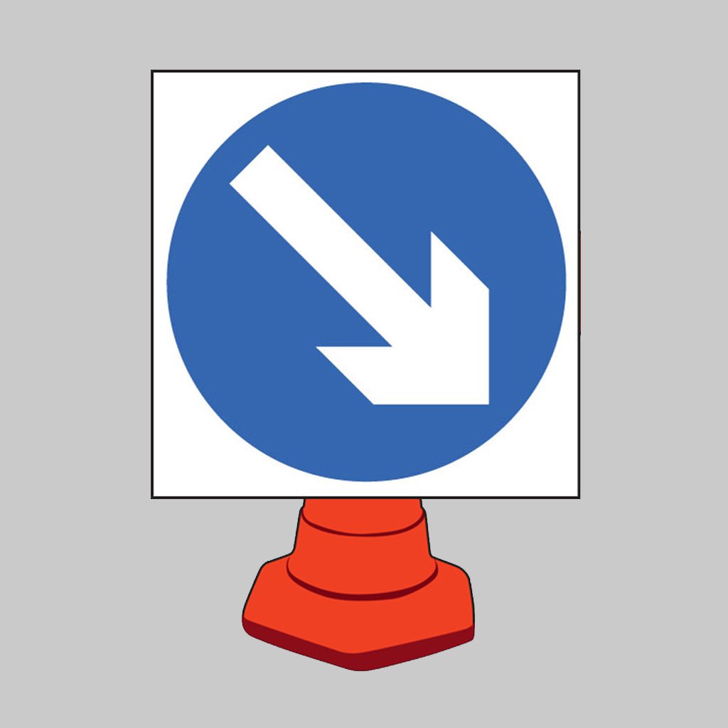 Keep Right Reflective Cone Sign 750 x 750mm (Cone Not Included) - Ready Set SuppliedKeep Right Reflective Cone Sign 750 x 750mm (Cone Not Included)57657