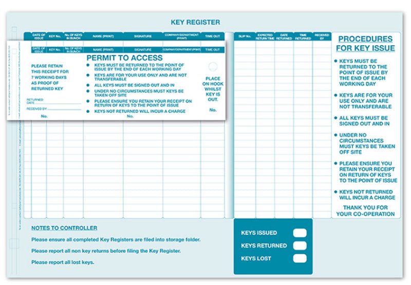 Key Control System Sign-In Sytem (100 Ncr Passes) - Ready Set SuppliedKey Control System Sign-In Sytem (100 Ncr Passes)57131