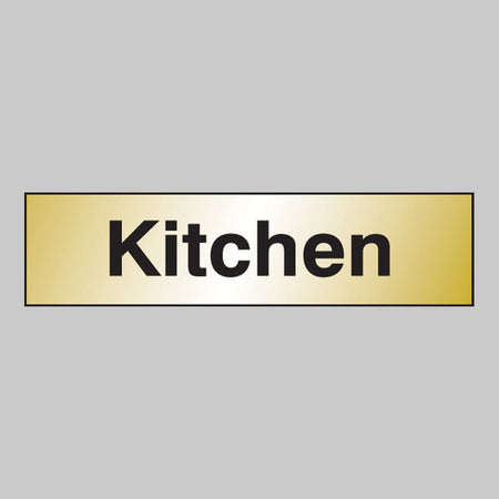 Kitchen 140 x 35mm Engraved Brass Effect PVC With Sav Backing Sign - Ready Set SuppliedKitchen 140 x 35mm Engraved Brass Effect PVC With Sav Backing Sign59078