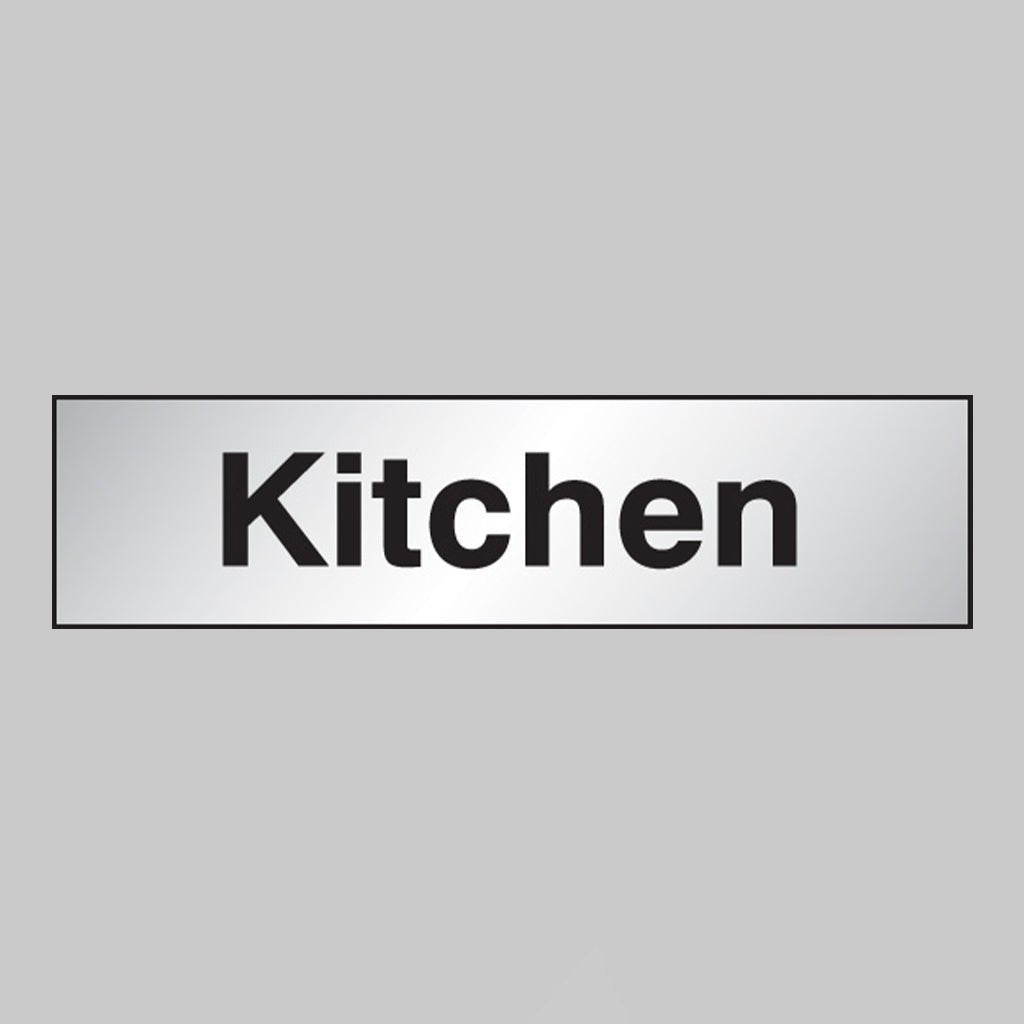 Kitchen Sign 140 x 35mm Engraved Aluminium Effect PVC With Sav Backing - Ready Set SuppliedKitchen Sign 140 x 35mm Engraved Aluminium Effect PVC With Sav Backing59079