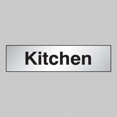 Kitchen Sign 140 x 35mm Engraved Aluminium Effect PVC With Sav Backing - Ready Set SuppliedKitchen Sign 140 x 35mm Engraved Aluminium Effect PVC With Sav Backing59079