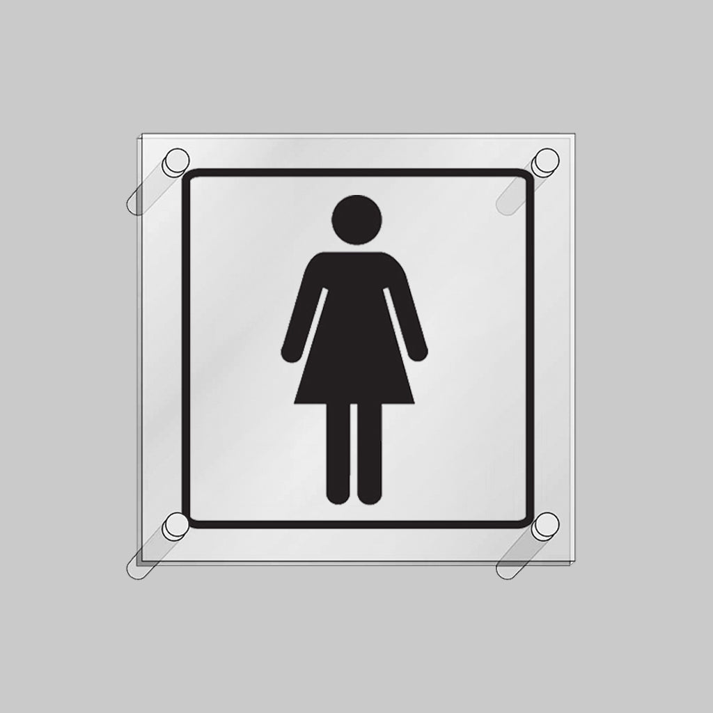 Ladies Symbol Visual Impact 5mm Acrylic Sign 200 x 200mm With Stand Off Locators - Ready Set SuppliedLadies Symbol Visual Impact 5mm Acrylic Sign 200 x 200mm With Stand Off Locators59194